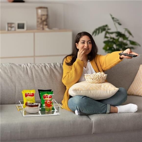 Clear Serving Tray 12x12 Spill Proof Acrylic Organizer Coffee Table Counter top - Picture 5 of 5